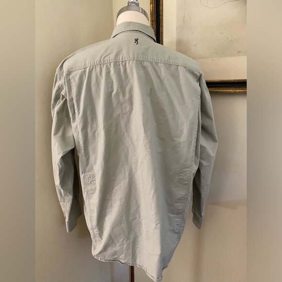 Men’s Long Sleeve Canvas Browning Snap Up Shirt Hunting Shooting Size Large XL - Picture 2 of 6